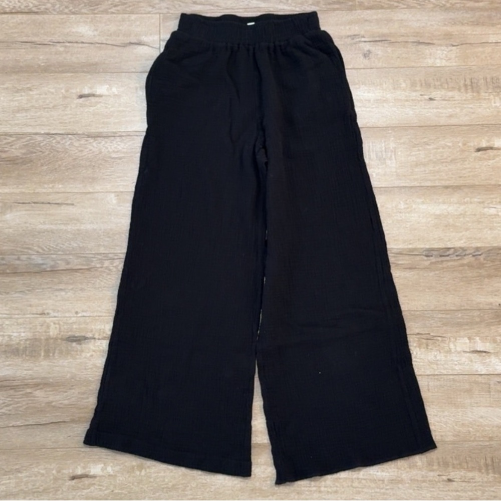 Everlane Black Cotton Textured Pants